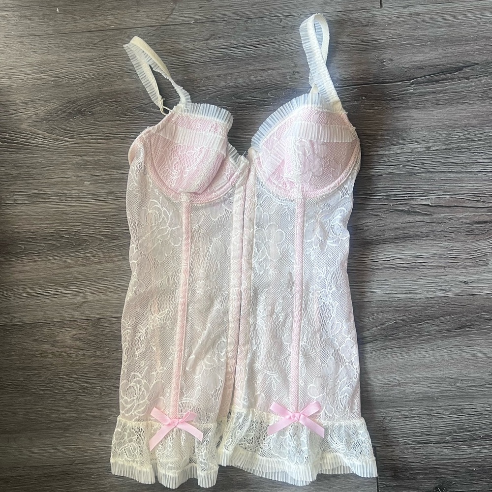 Victoria’s Secret Sexy Little Things Lace Bustier Dress with Pink Accents
